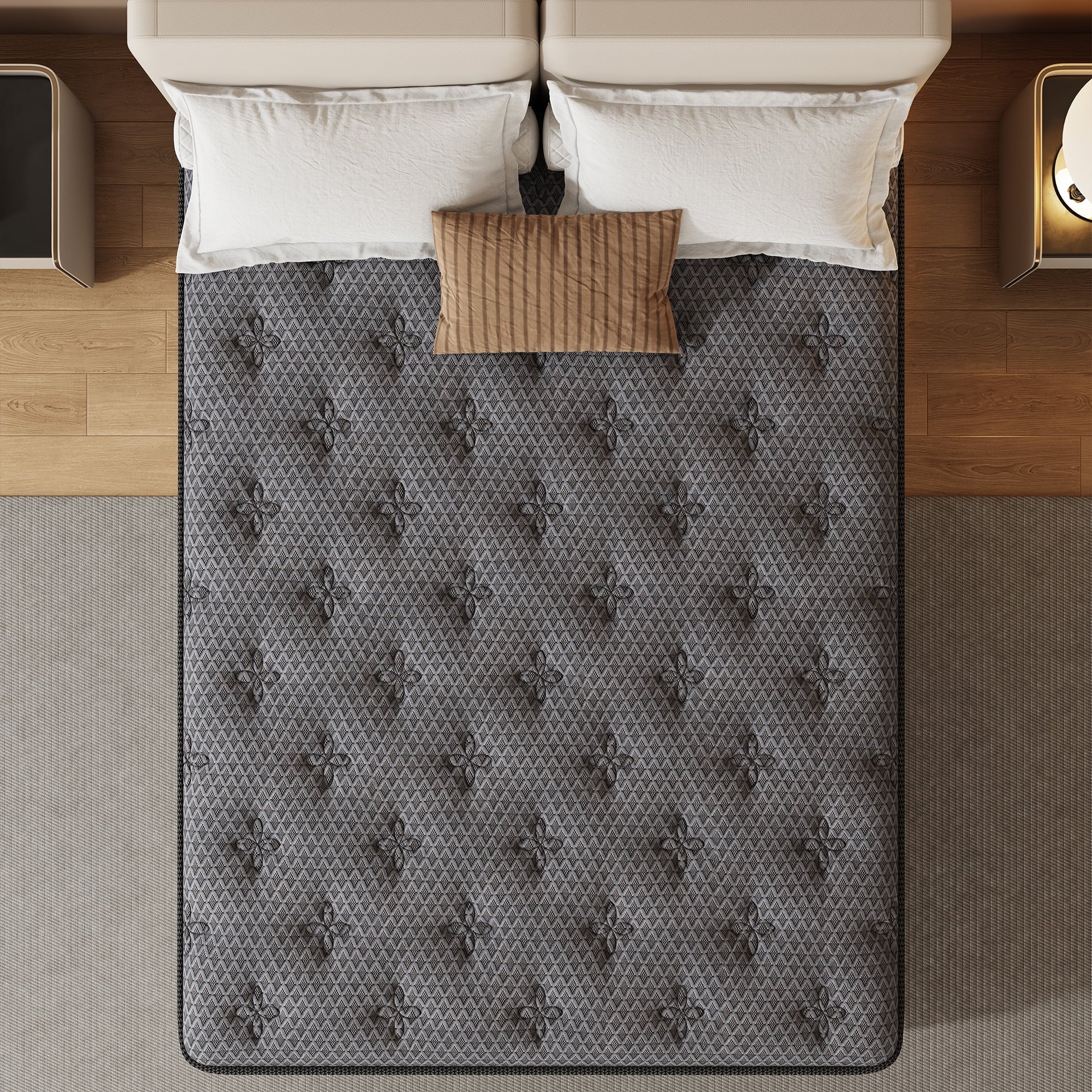 HIKOS 12 inch Queen Mattress in a Box, Cooling Gel Memory Foam Hybrid Mattress with Individually Wrapped Pocket Coils, Medium Firm Queen Size Mattress, Pressure Relief for Adult