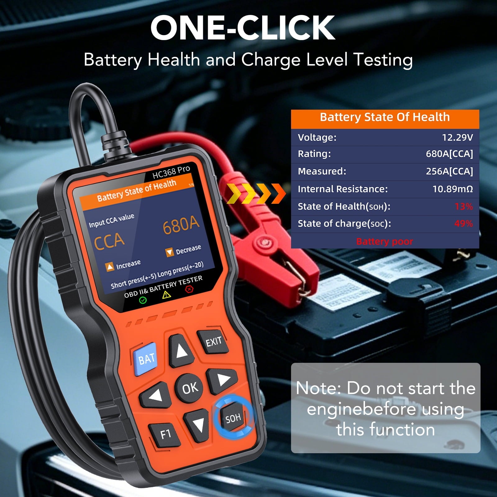 OBD2 Scanner Diagnostic Tool, Car Check Engine Code Reader with Battery Level & Life Test, Mode 6/8 & I/M Readiness for Smog Check, Full System Auto Diagnostic Scan Tool for All OBDII Cars 1996+