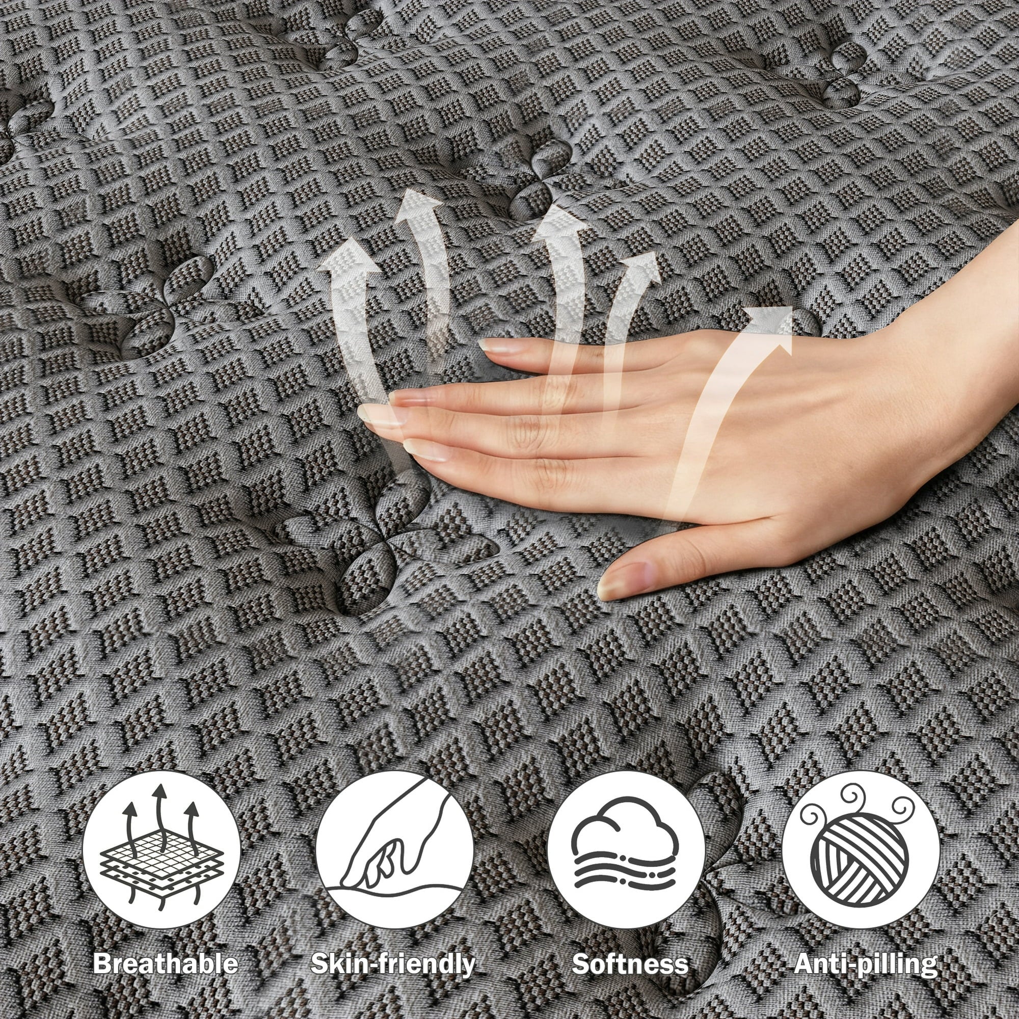 HIKOS 12 inch Queen Mattress in a Box, Cooling Gel Memory Foam Hybrid Mattress with Individually Wrapped Pocket Coils, Medium Firm Queen Size Mattress, Pressure Relief for Adult